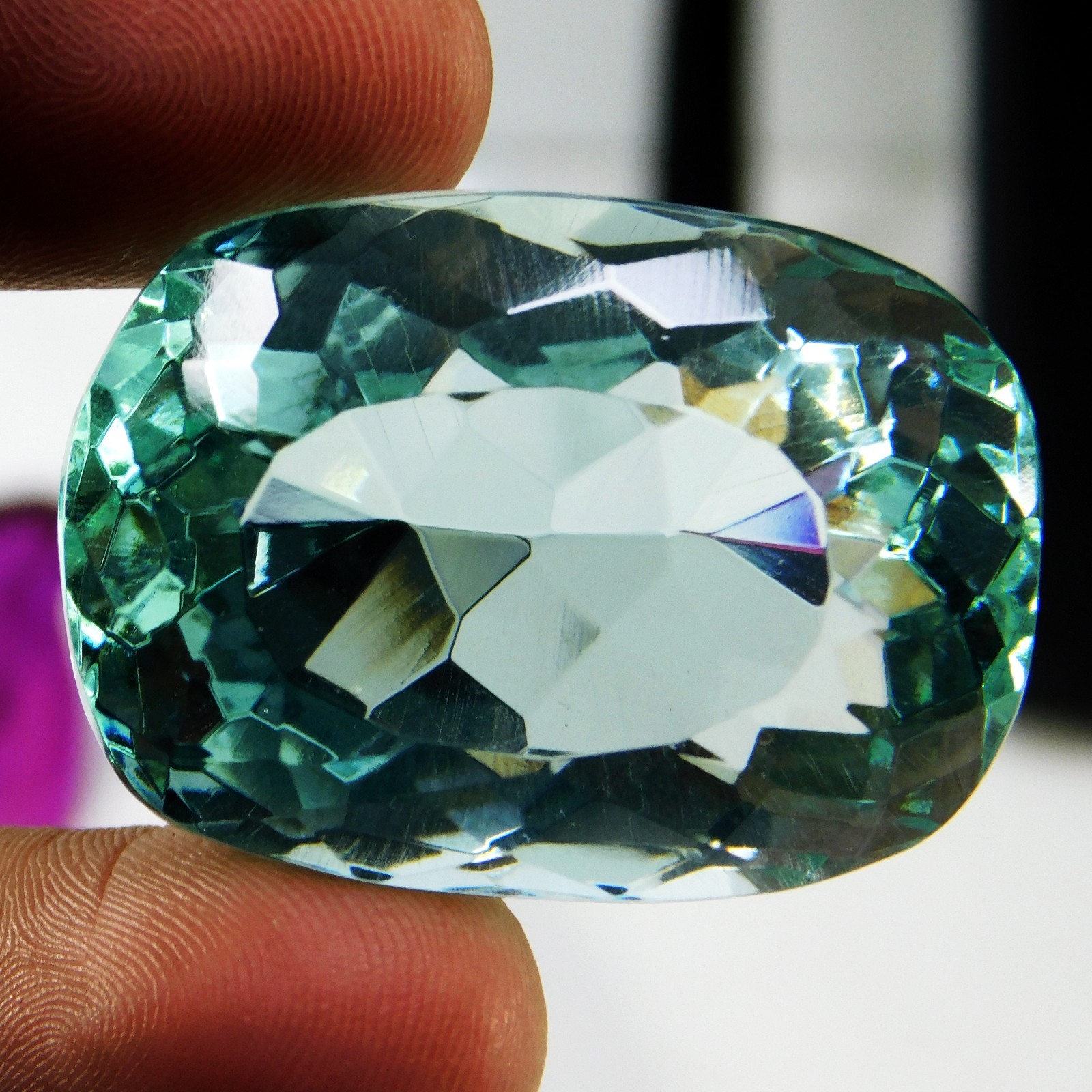 112.50 Ct Natural Brazilian Blue Aquamarine Cushion Cut Certified Loose Gemstone