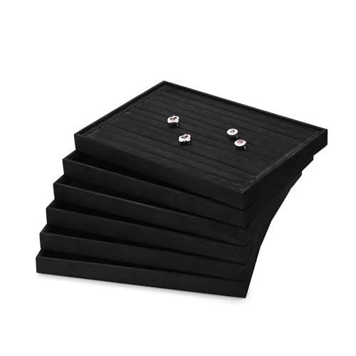Flat Microfiber Jewelry Tray Necklace Bracelet Bangle Watch 1 Grid Black