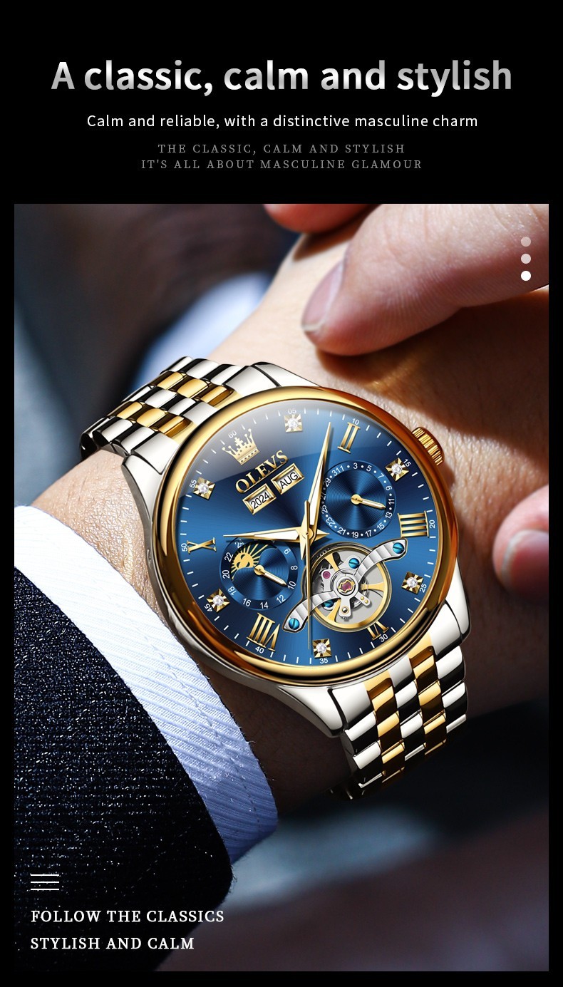 OLEVS 7023 High Quality Stainless Steel Strap Business Gents Automatic Watch