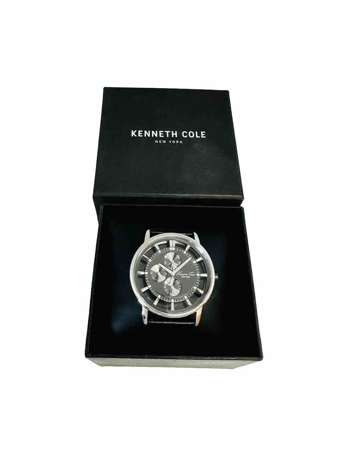 Kenneth Cole NY. KC1853 See-through transparent Mt.Grey Dial Leather Strap Watch