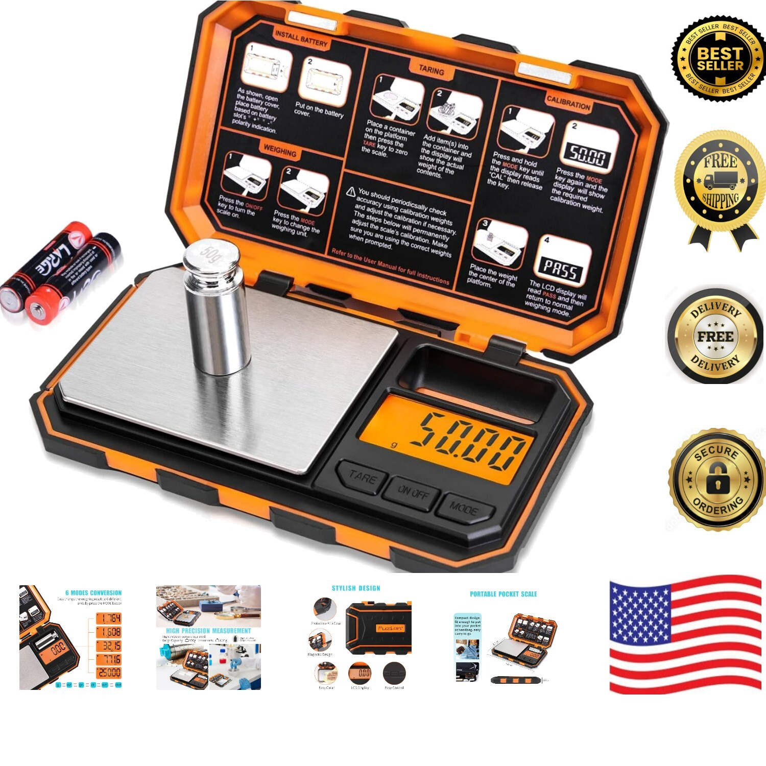 LCD Display Gram Scale for Coins and Medicines – Tare Function, Portable Design