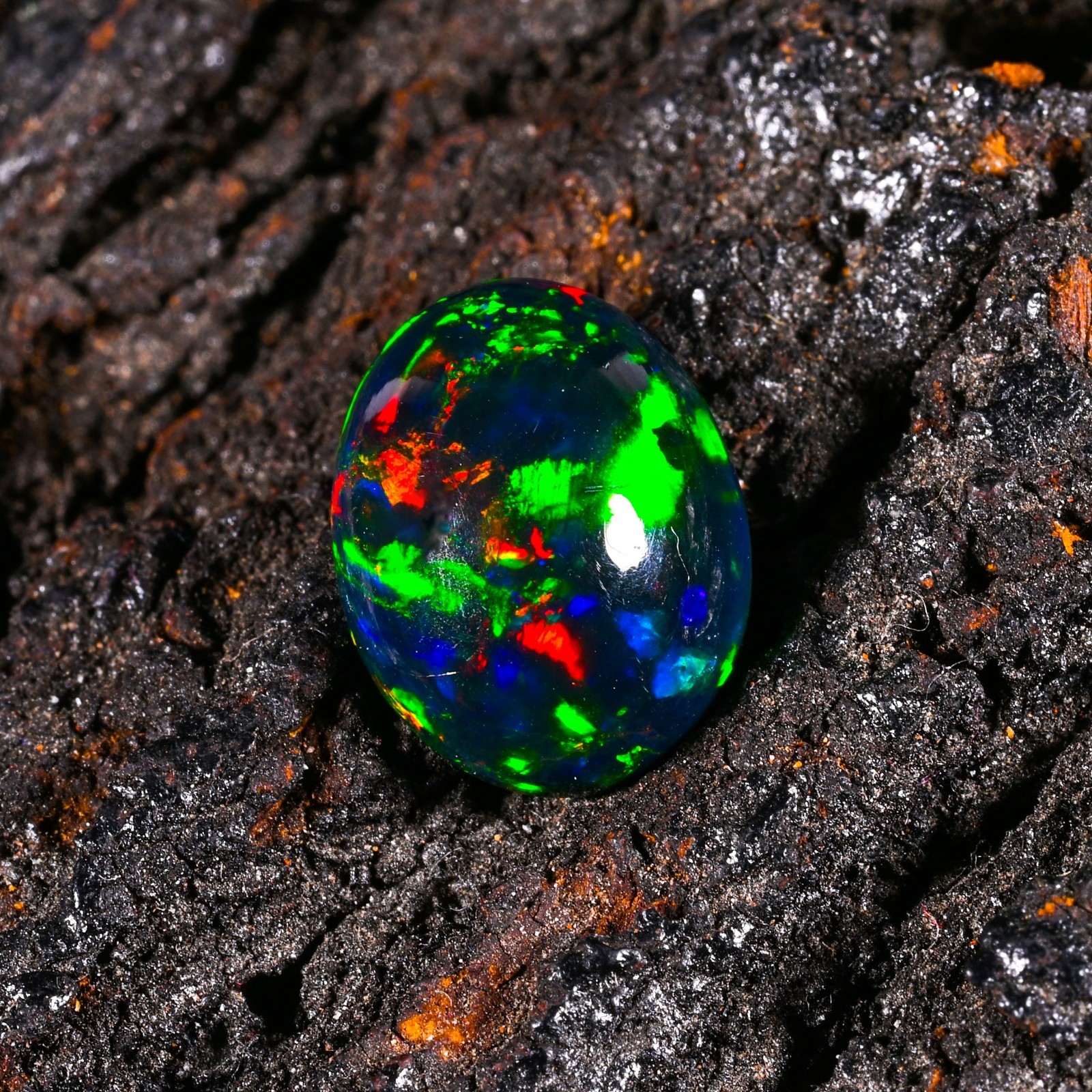3.00 Ct Natural Ethiopian Black Opal Welo Fire Opal Cabochon Loose Gemstone