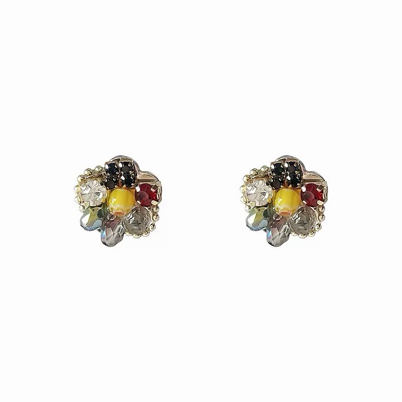 14K Gold Plated Cute Colorful Flower Stud Earrings Dainty Floral Earrings 050