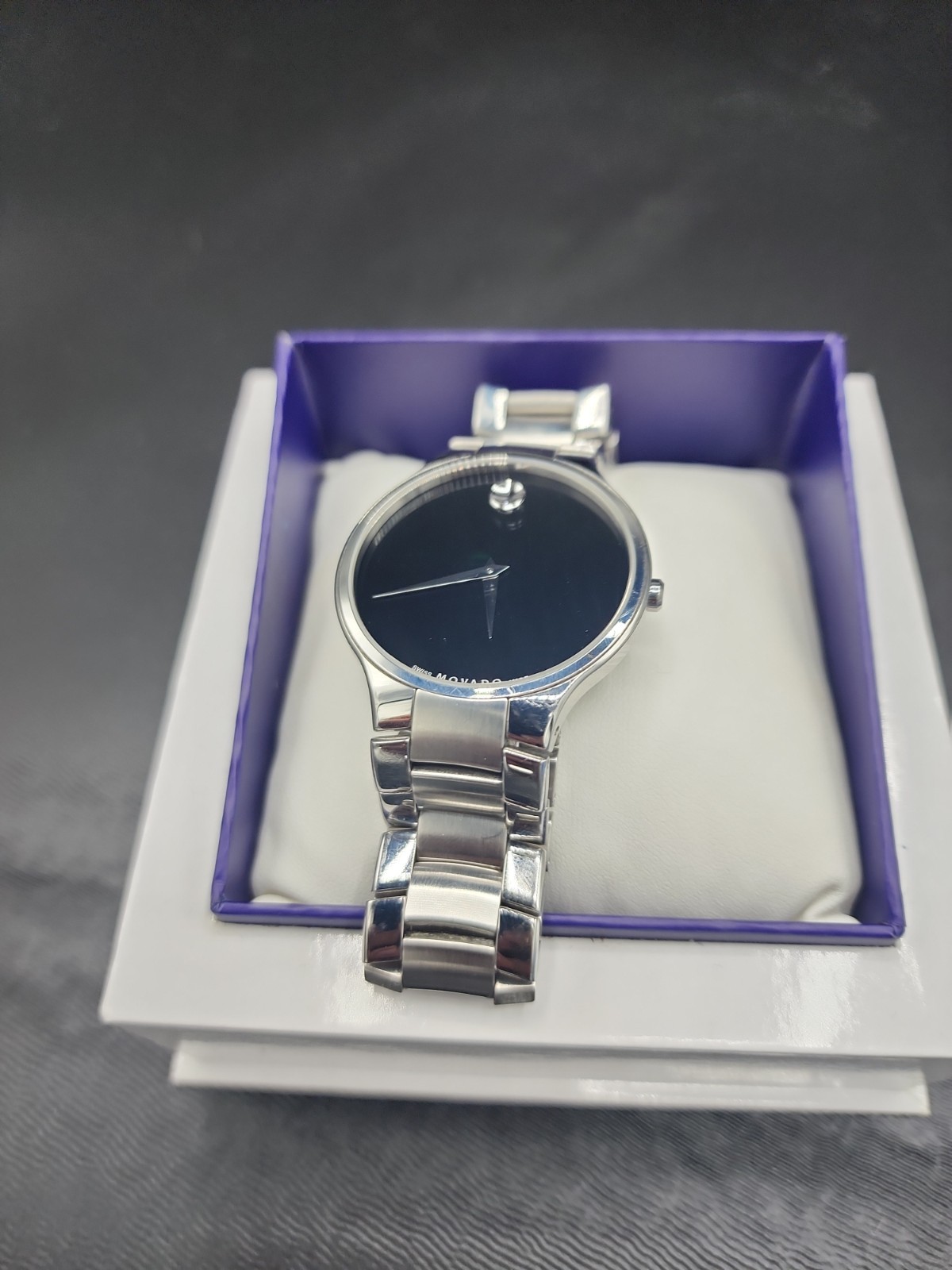 Movado Museum Stainless Steel Men’s Wristwatch – New Battery No Box