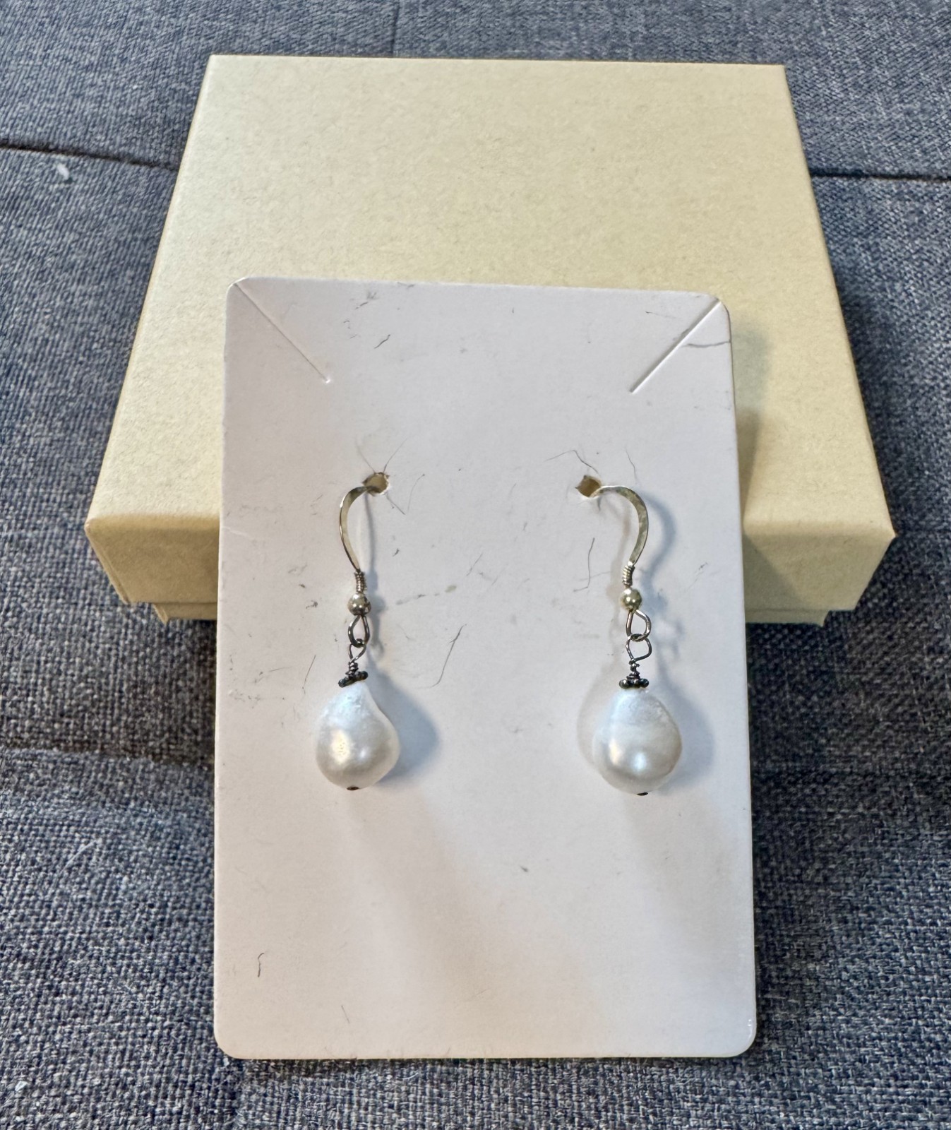 Handcrafted Earrings by Artist in USA Sterling Silver, Genuine Freshwater Pearls
