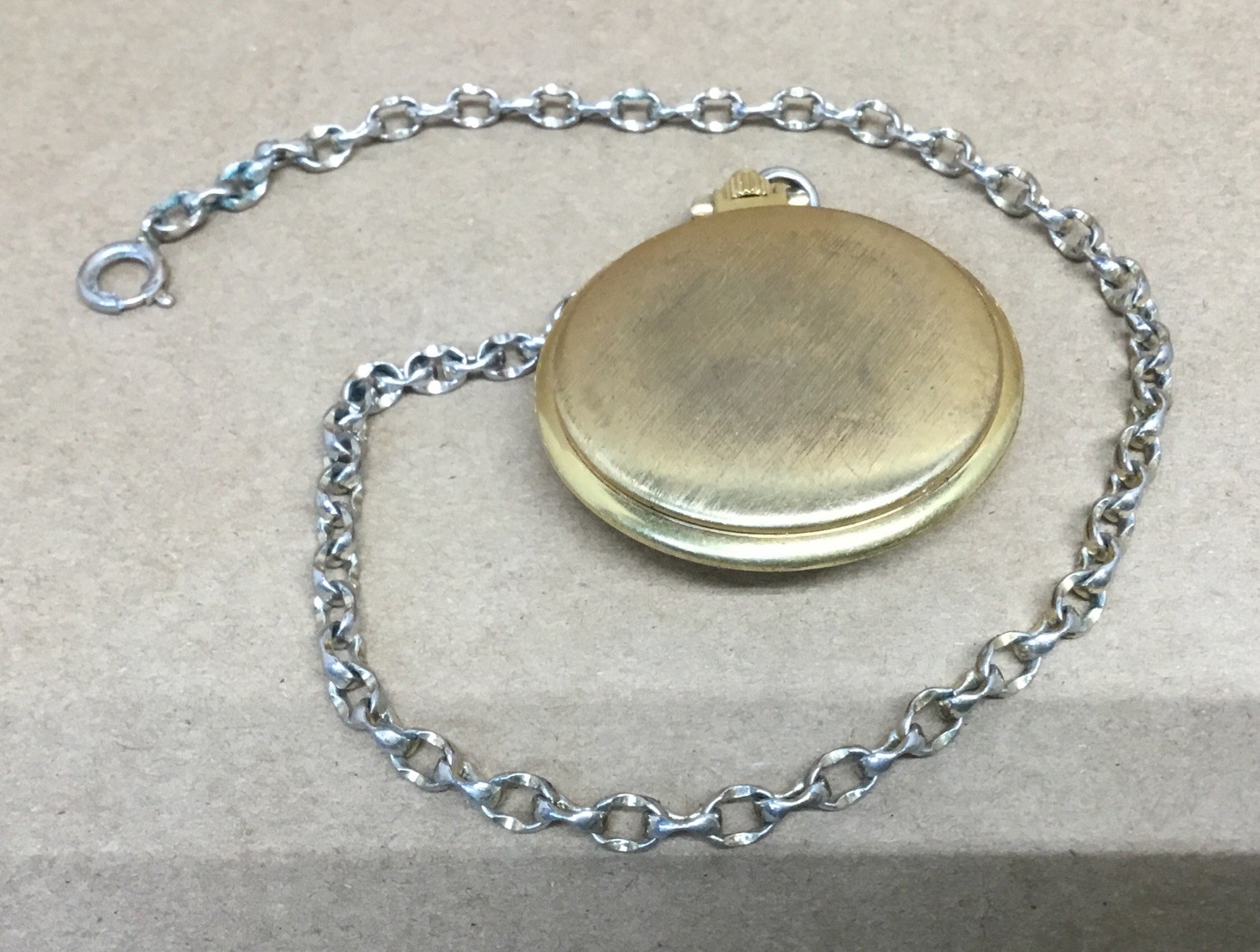 Vintage Wittnauer Pocket Watch Quartz One Jewel Swiss Gold Tone PARTS…………[B39]