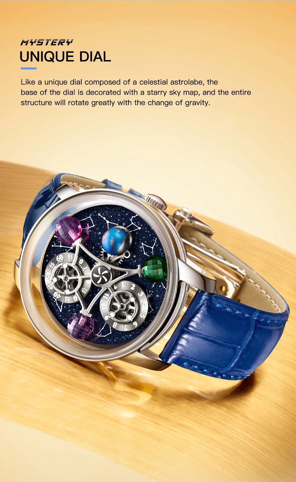 Jacob PINDU Constellation Star Mechanical Celestial Tourbillon Rotating Roulette