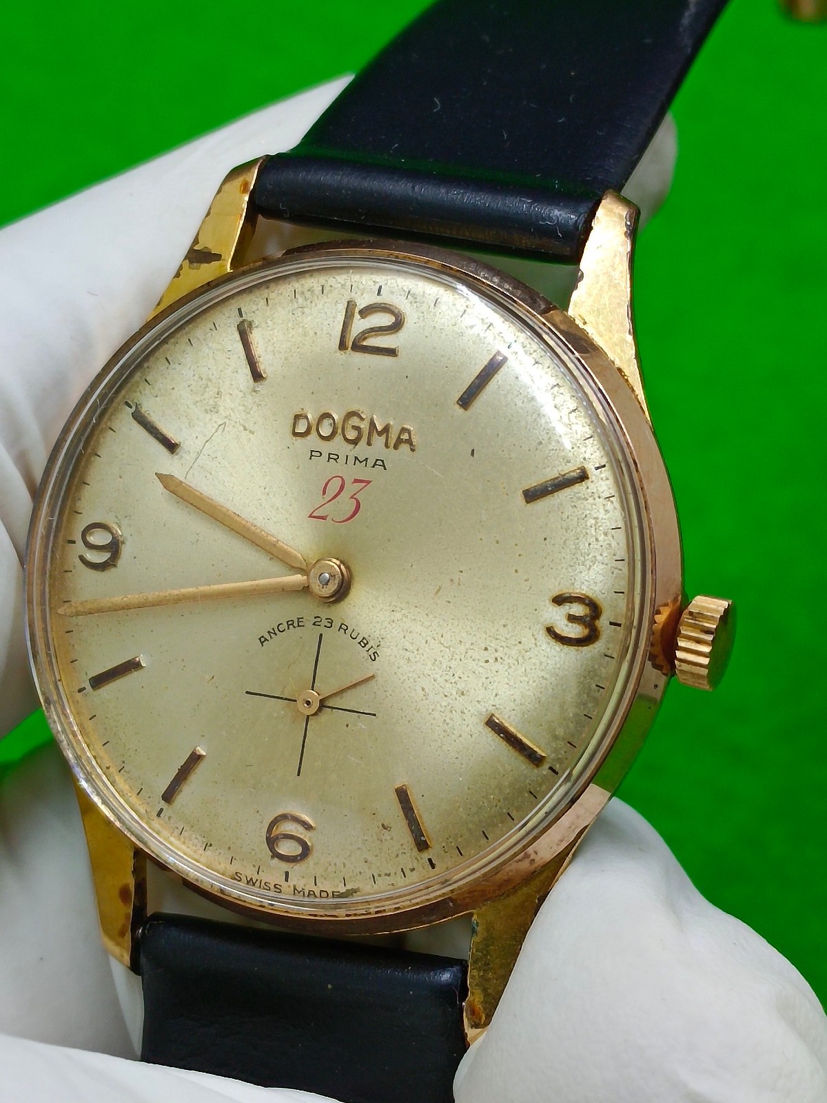 vintage DOGMA watch PRIMA 23 RUBIS Mechanical Manual Gold Plated G 10