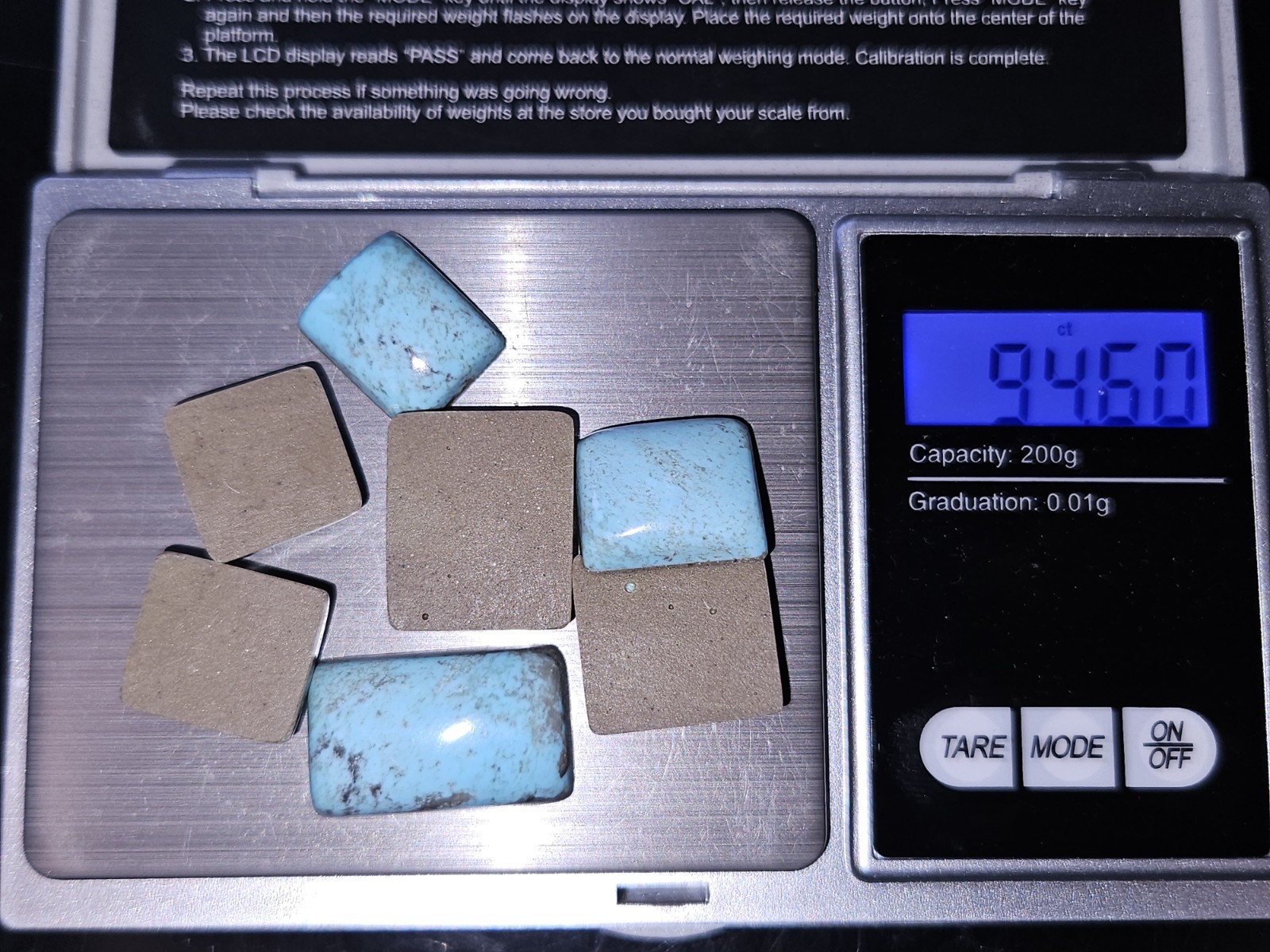 Sweet Cerrellos Turquoise Rectangles – Backed – 7 Pieces – 94.60 carats total
