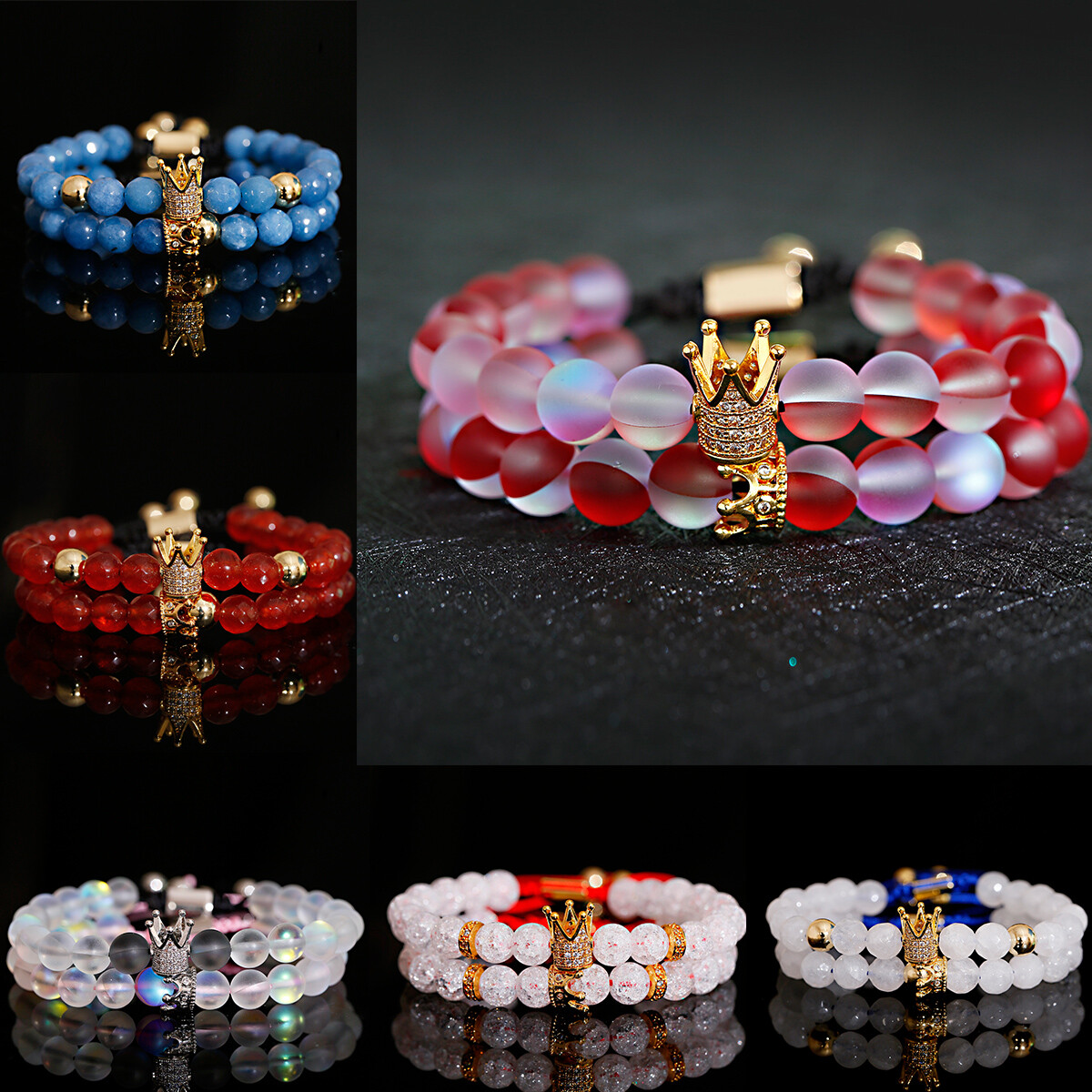Wholesale Lots Mixed Adjustable Bracelets Luxury Zircon Stone Women Men Jewelry