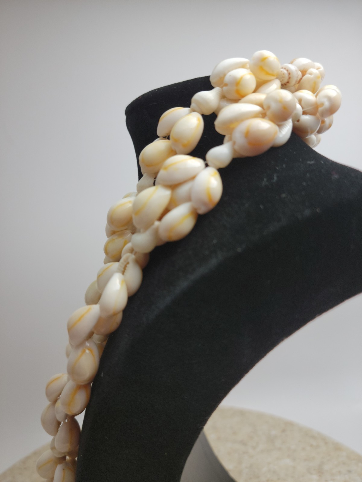 Vintage Genuine Cowrie Shell Cluster Necklace Long Strand Beach Boho Tribal