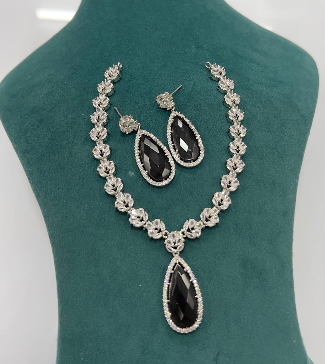 25CT Lab Created Diamond Tennis Women’s Necklace Set 14K White Gold Plated