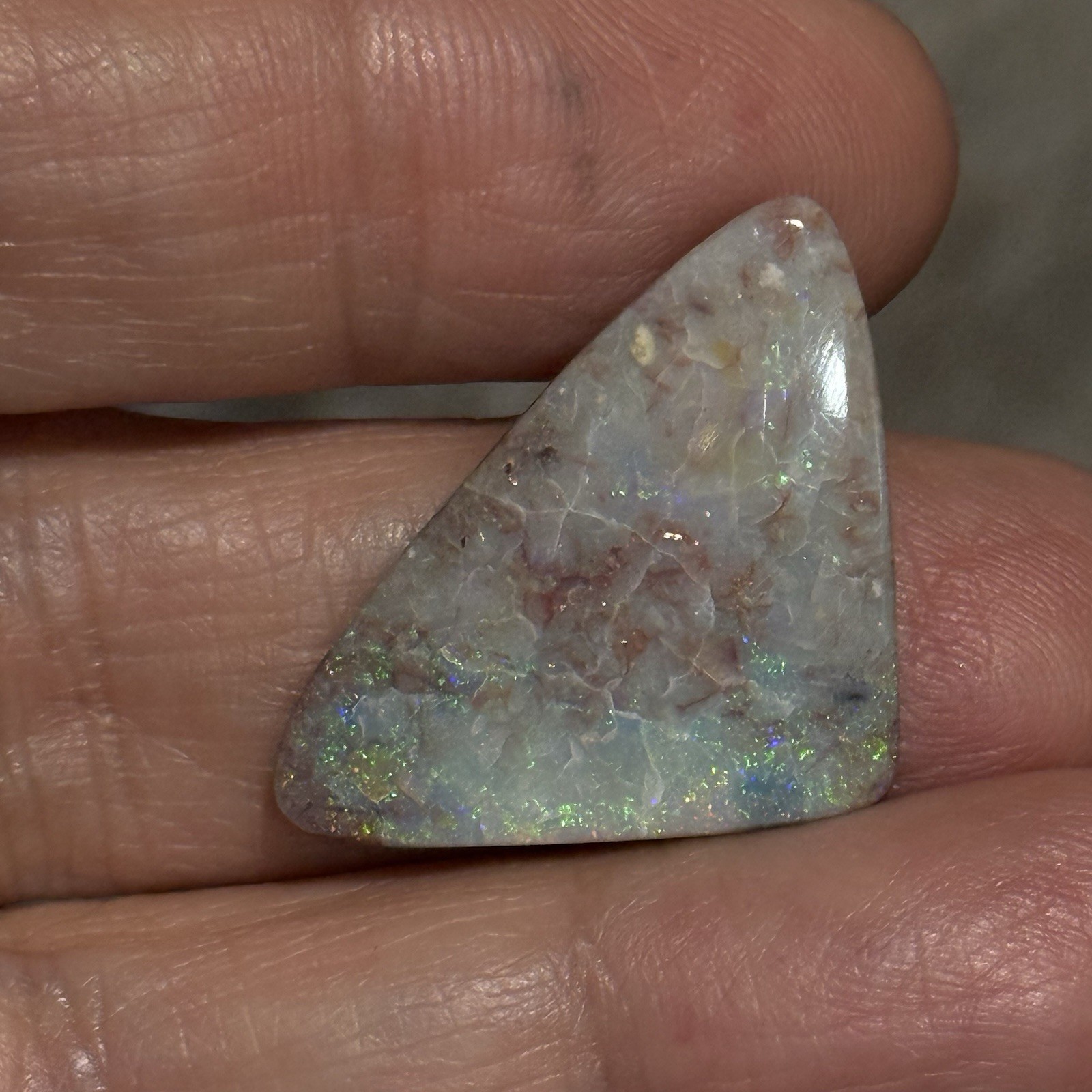 11.6ct 29x18x3.5mm Unique Mintabee Australian Opal Triangle Cabochon Gem