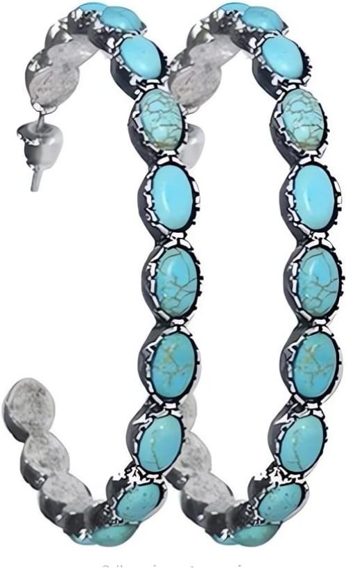 Turquoise Drop Dangle Earrings Beaded Flower Teardrop Jewelry