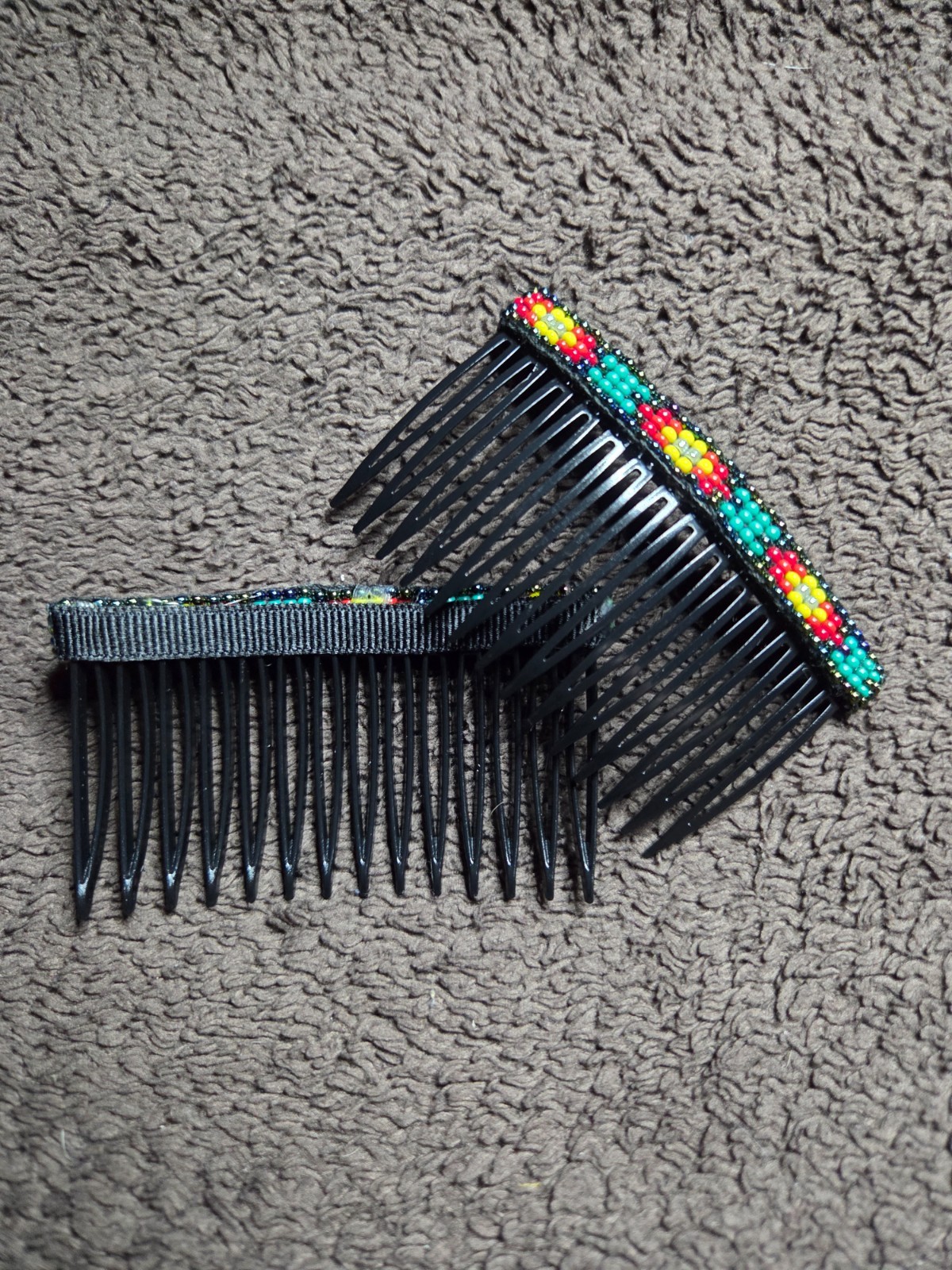 Native American Hand Beaded Hair Comb Set by Jean