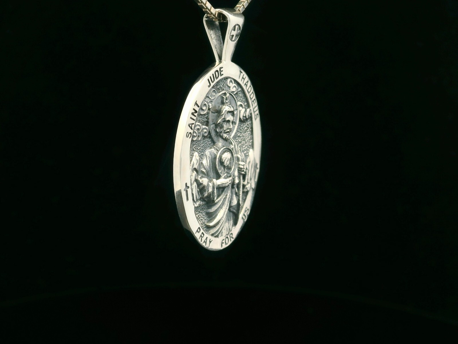 925 Sterling Silver Two-Sided Saint Jude Necklace