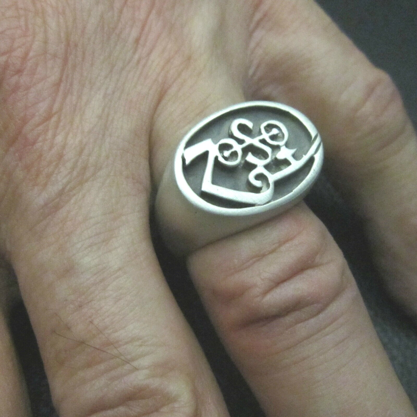 MJG STERLING SILVER OVAL ZOSO RING. JIMMY PAGE. LED ZEPPELIN. STARTS AT SIZE 10