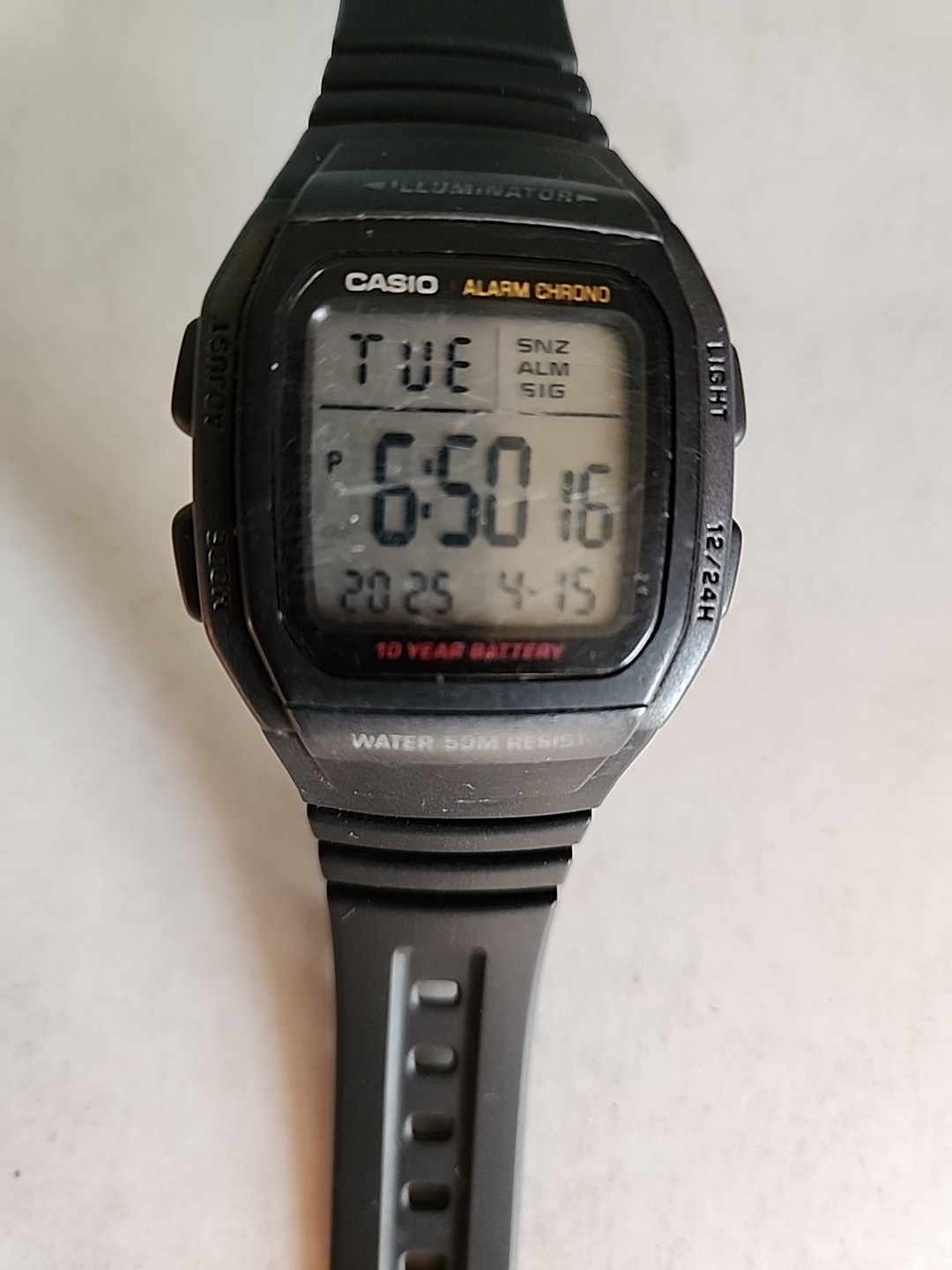 Casio 3239 W-96H Men’s Alarm Chronograph Digital Watch WR 50M Black Resin
