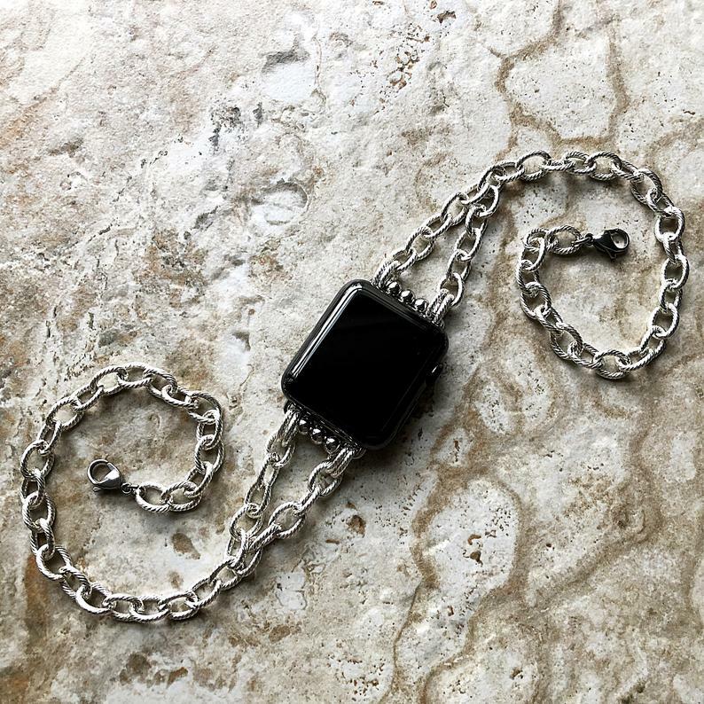 Twisted Wire Pattern Chain Link Band Apple Watch Ultra 3 2 1, 11 10 SE 3 Series