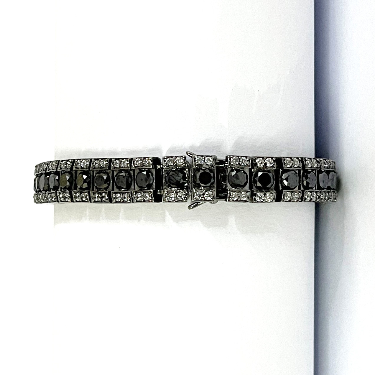 Fancy Black Diamond Tennis Bracelet In Black Gold Plated Quality AAA Certified !