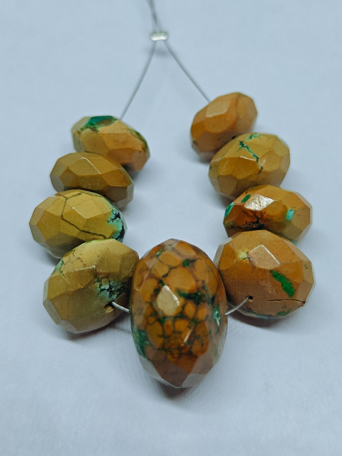 Hubie Turquoise Faceted Rondelle Beads Loose Green Gemstone For Jewelry Supply
