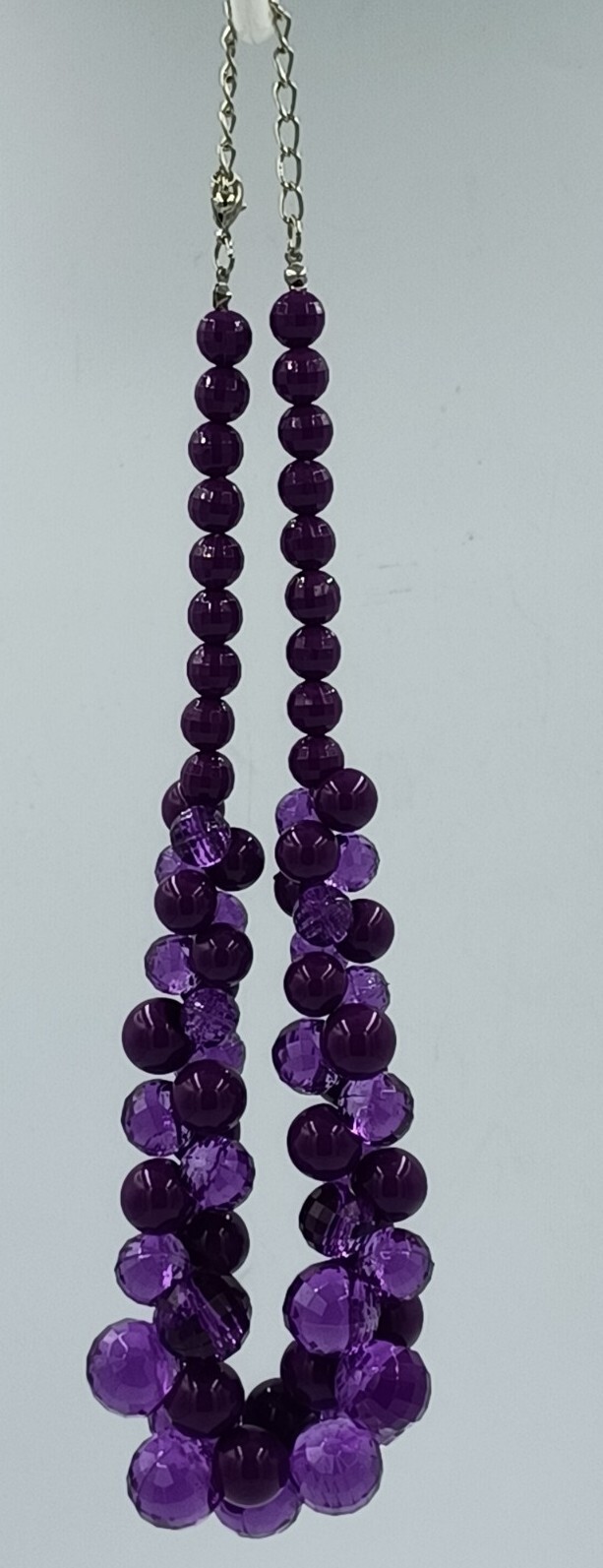 Vintage Cluster Necklace Purple Smooth & Faceted Opaque & Crystal Acrylic Beads