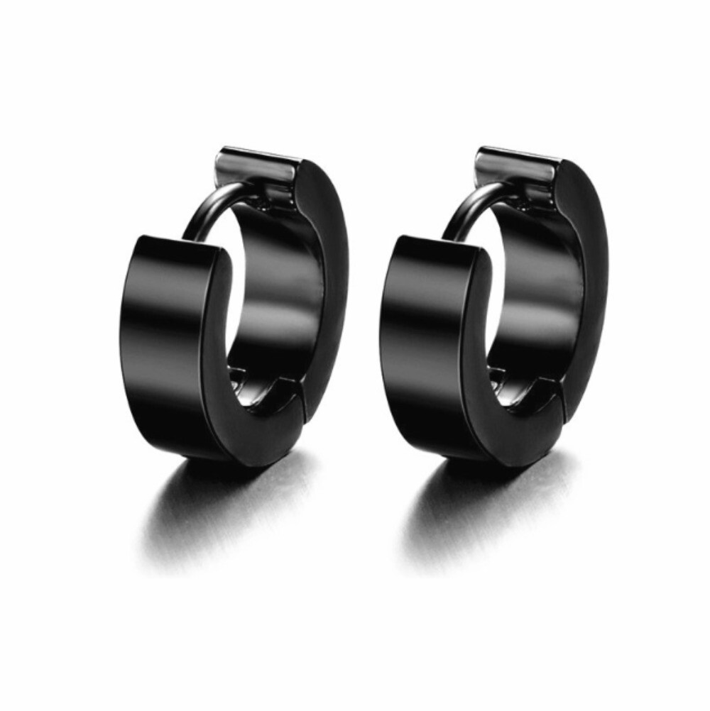 2Pcs 4mm Women Men Stainless Steel Round Small Hinged Hoop Huggie Ear Earrings