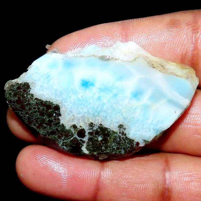 114.55Cts. 100% Natural Sky Blue LARIMAR ROUGH Cabochon Gemstone 37x61x6mm BC-66