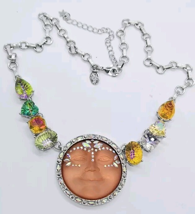 Kirks Folly Necklace Cosmic Bliss Empress Seaview Moon Silver tone Set 2pc