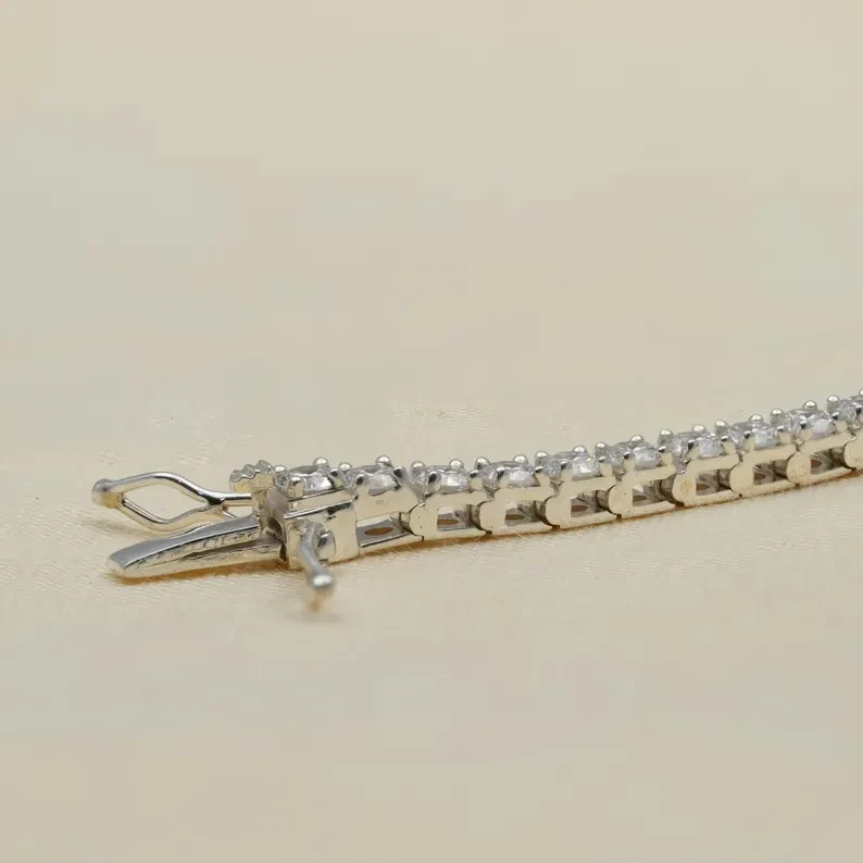 Round UGL Certified Natural Diamond Tennis Bracelet Wedding Gift 14K White Gold