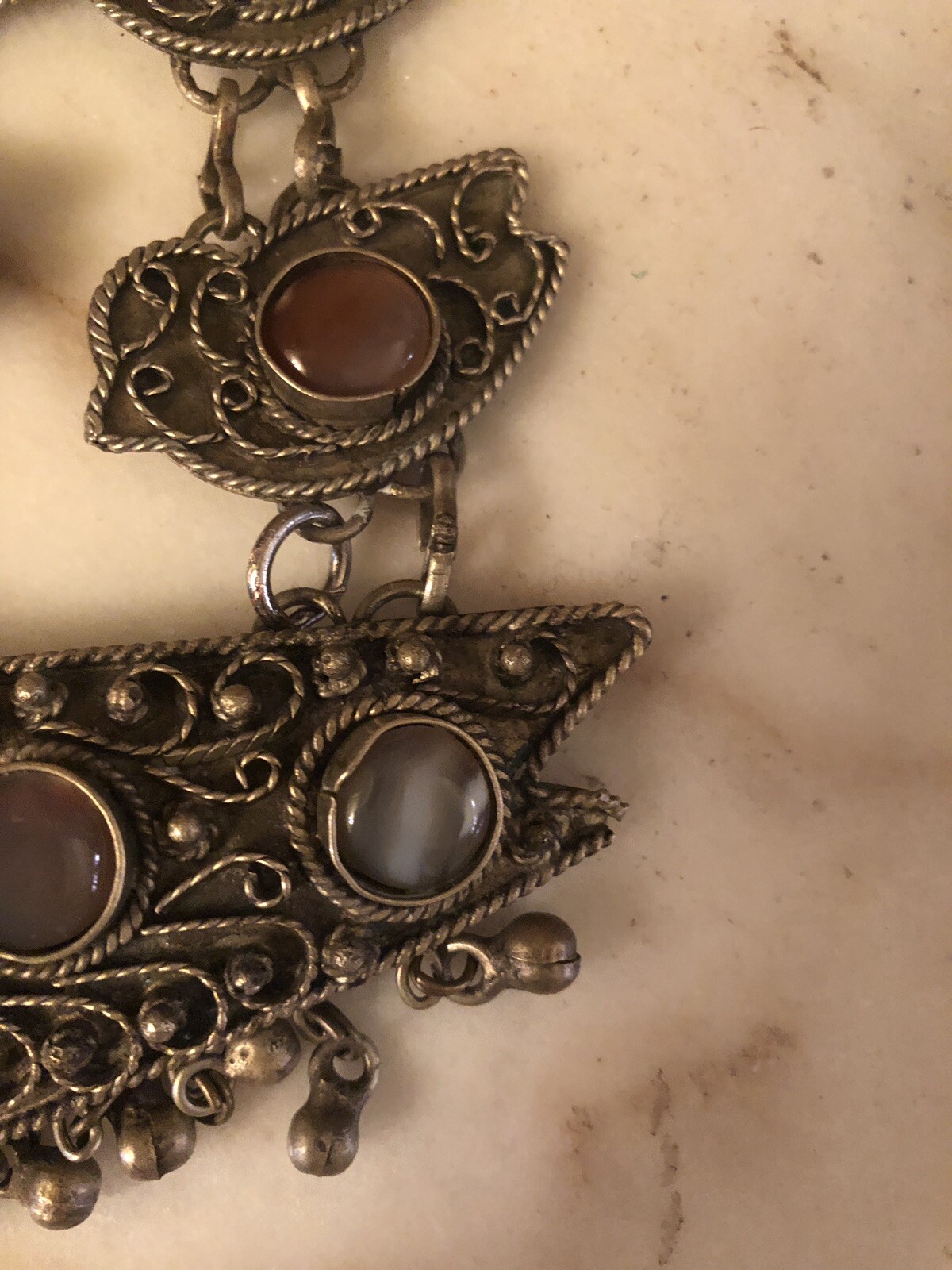 Antique Multi Birds Metal + Gem Stone India ? Ethnic Necklace Unusual Look Cool