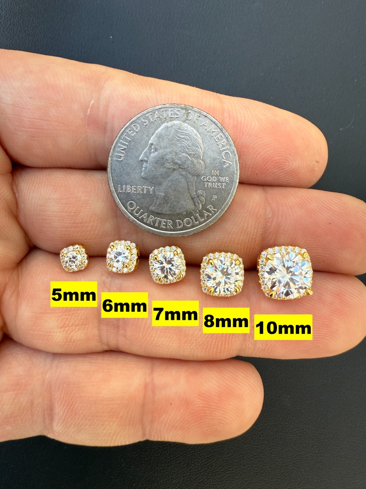 Real Moissanite Square Halo Stud Earrings 14k Gold 925 Silver HipHop Mens Ladies