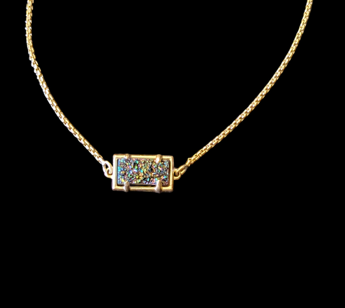 Kendra Scott Phillipa Druzy Square 12.2mm Pendant Brushed Gold OSFM Bracelet