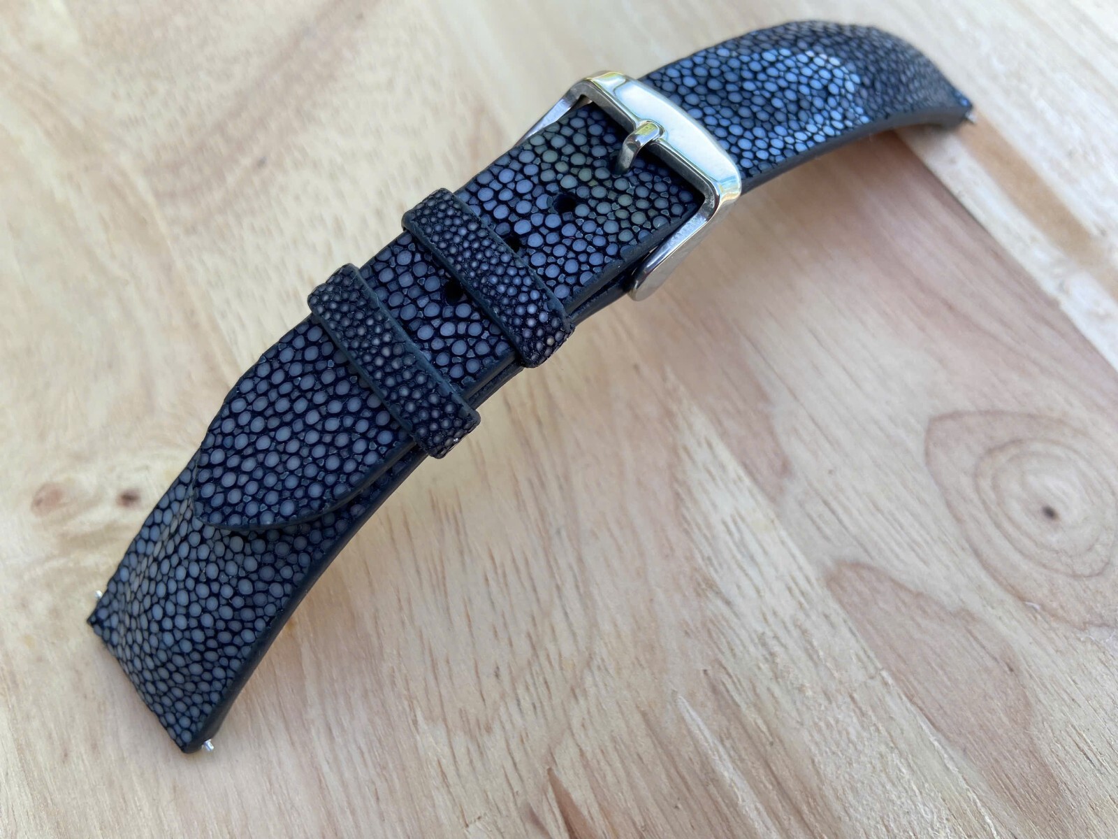 Black Stingray Leather Watch Strap Band, 18mm 20mm 21mm 22mm 24mm 26mm.