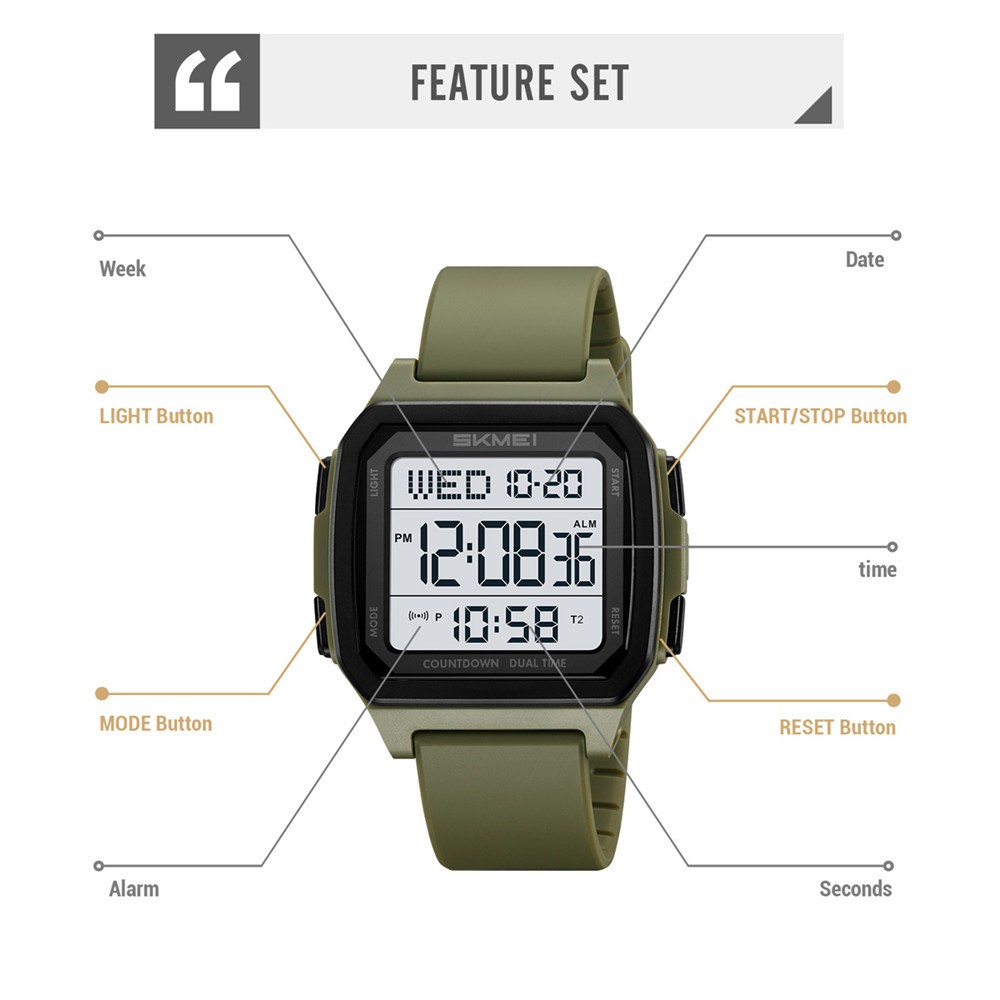 SKMEI Men Watch Electronic Sport Watch LED Alarm Watch Boys Digital Wristwatch