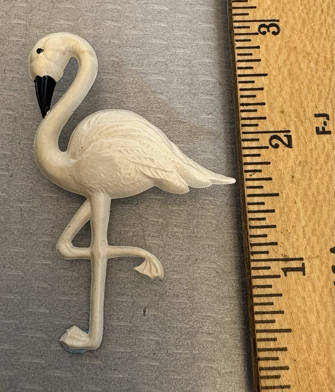 Art Deco Vintage Celluloid White Flamingo Brooch 2.75″