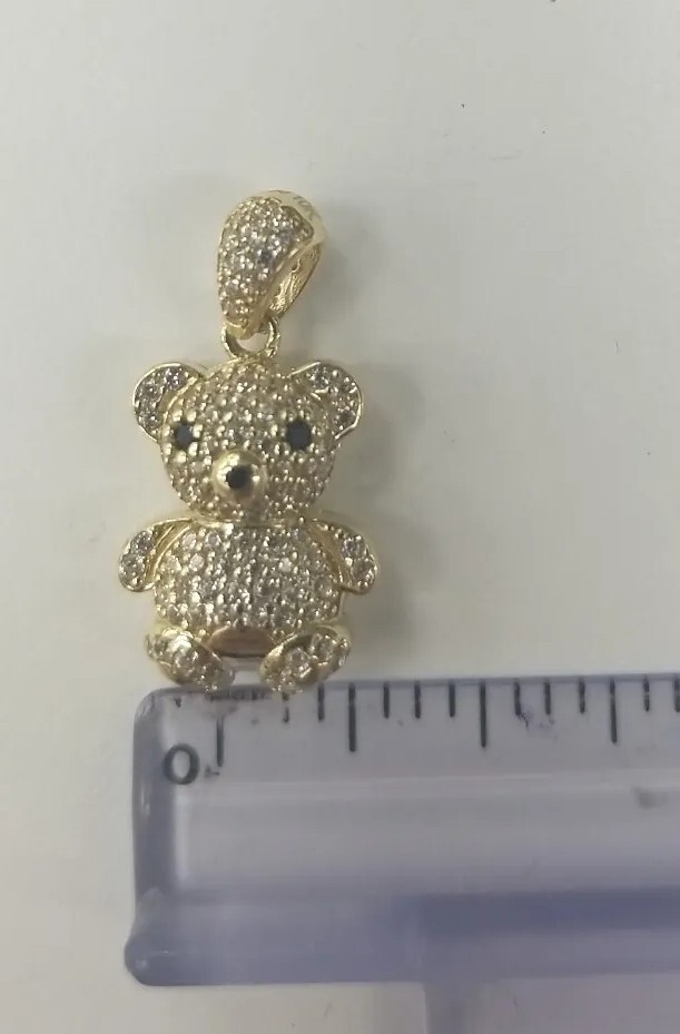 10KT Teddy pendant Real Yellow Gold Diamond cut 2.5mm Bail, 2.7GRM New
