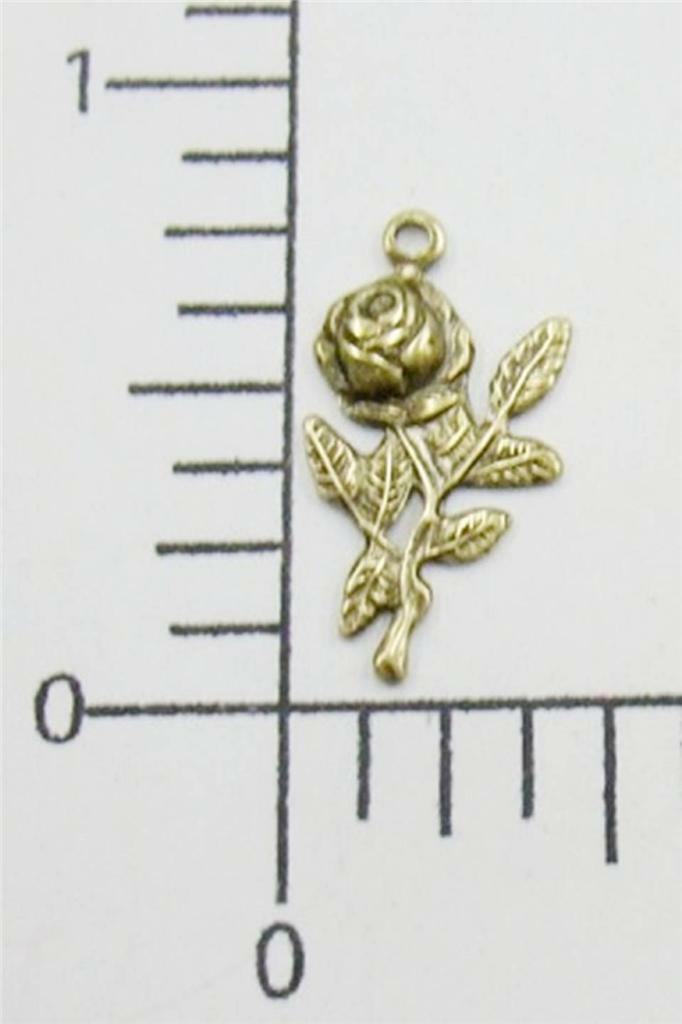29953 4 Pc Brass Oxidized Small Victorian Rose Charm Finding