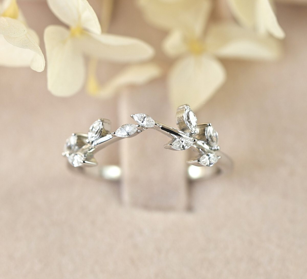 Floral Moss Agate Engagement Ring & Wedding Band Ring Set Sterling Silver S14275