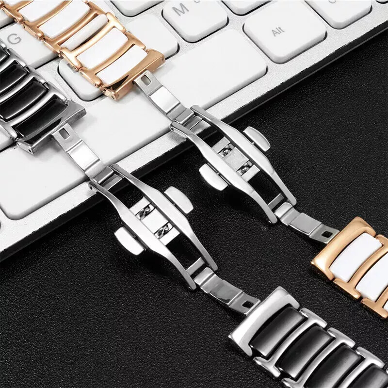 Steel Ceramic Watchband for Rado Centrix 12-20mm Men Women Butterfly Buckle Band