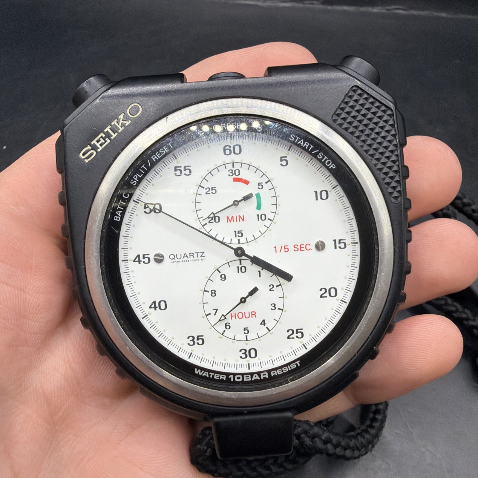 Vintage Seiko 8A23-0010 Referee Analog Quartz Stopwatch 1/5 Sec Timer JDM VGC