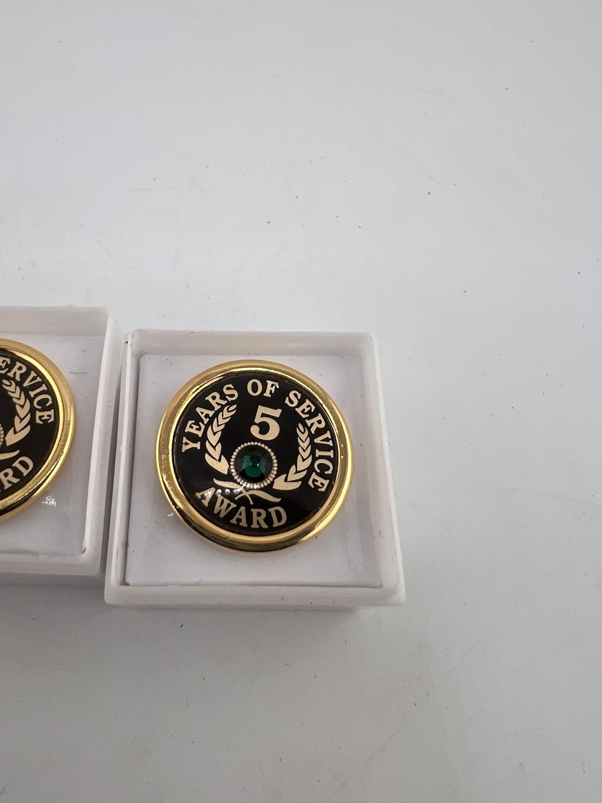 Brown Industries 1,4,5 Years Of Service Award Blue/Green/Purple Rhinestone Pins