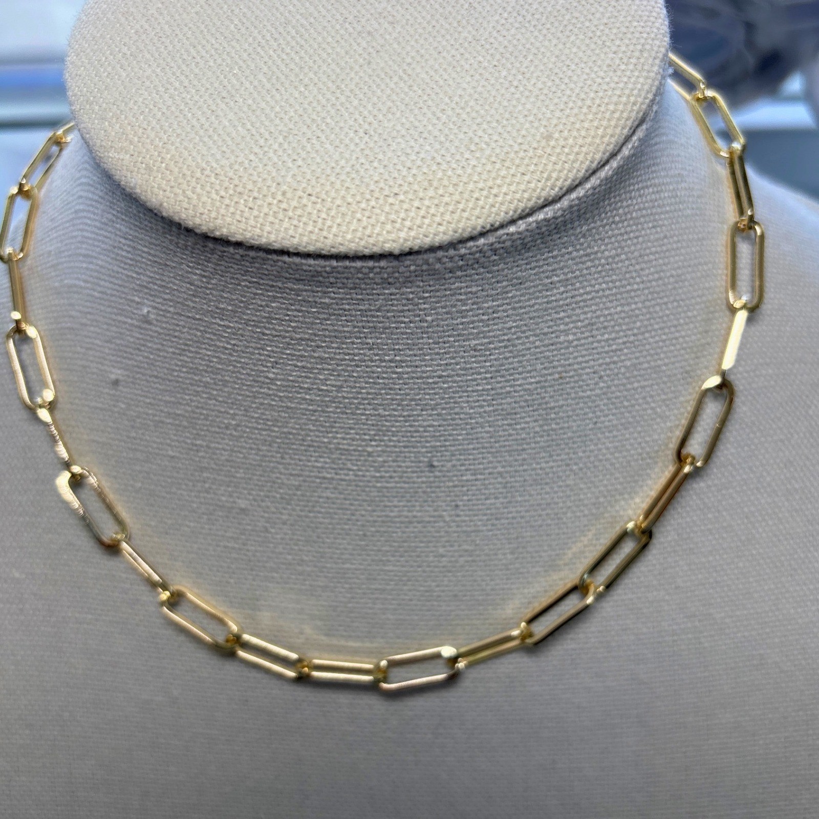 Necklace Gold Tone Metal Lobster Clasp Paperclip Link Chain Minimalist New