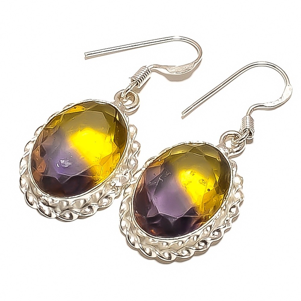 Natural Citrine Gemstone 925 Sterling Silver Drop/Dangle Earrings For Girls