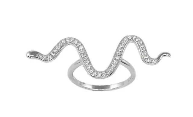 2CT Round Cut Lab-Created Diamond Women’s Snake Bar Ring 14K White Gold Plated