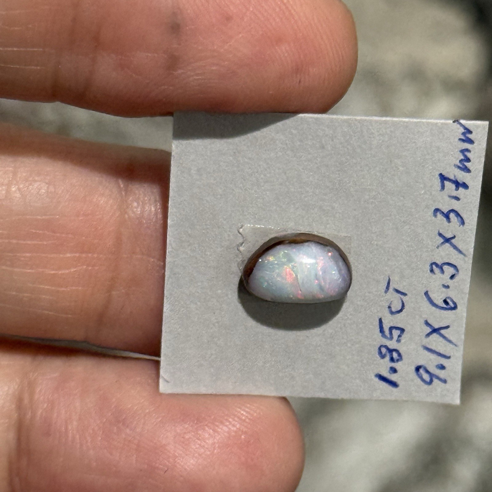 1.85ct 9.1×6.3×3.7mm Colorful Australian Boulder Opal Oval Cabochon Ring Gem