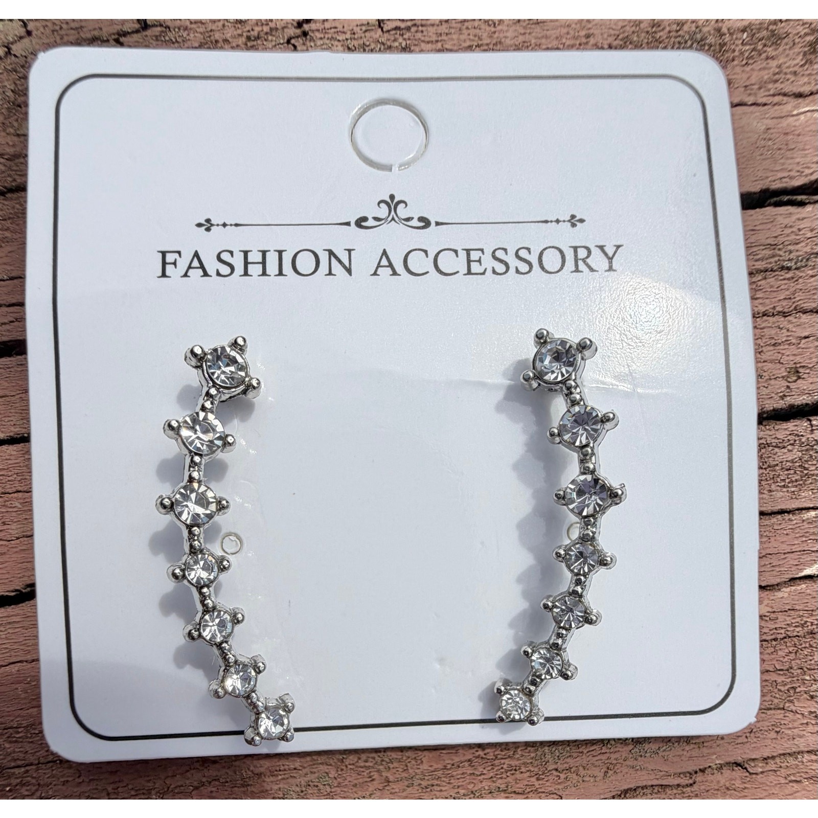 Stunning Silver Tone Rhinestone Ear Crawlers/Climbers