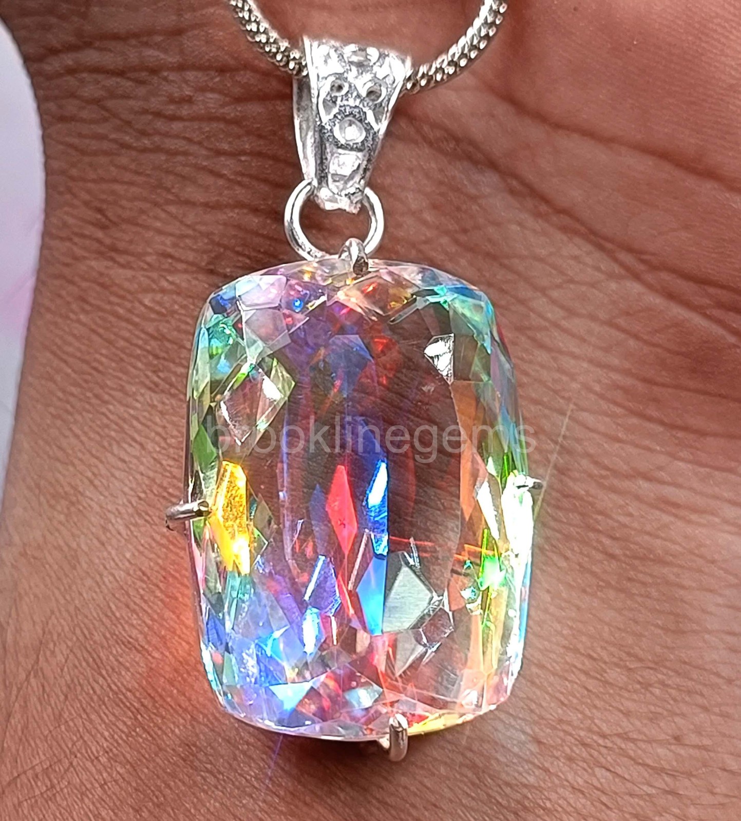 EGL 74.65 Ct Natural Mystic Topaz 925 Sterling Silver Pendant Loose Gems 5OSS