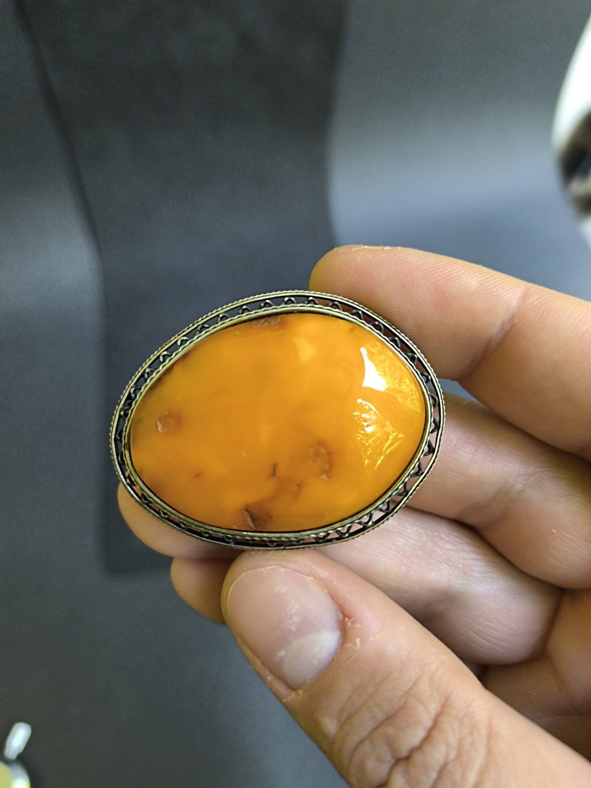 NATURAL OLD ANTIQUE BALTIC AMBER PENDANT Egg Yolk