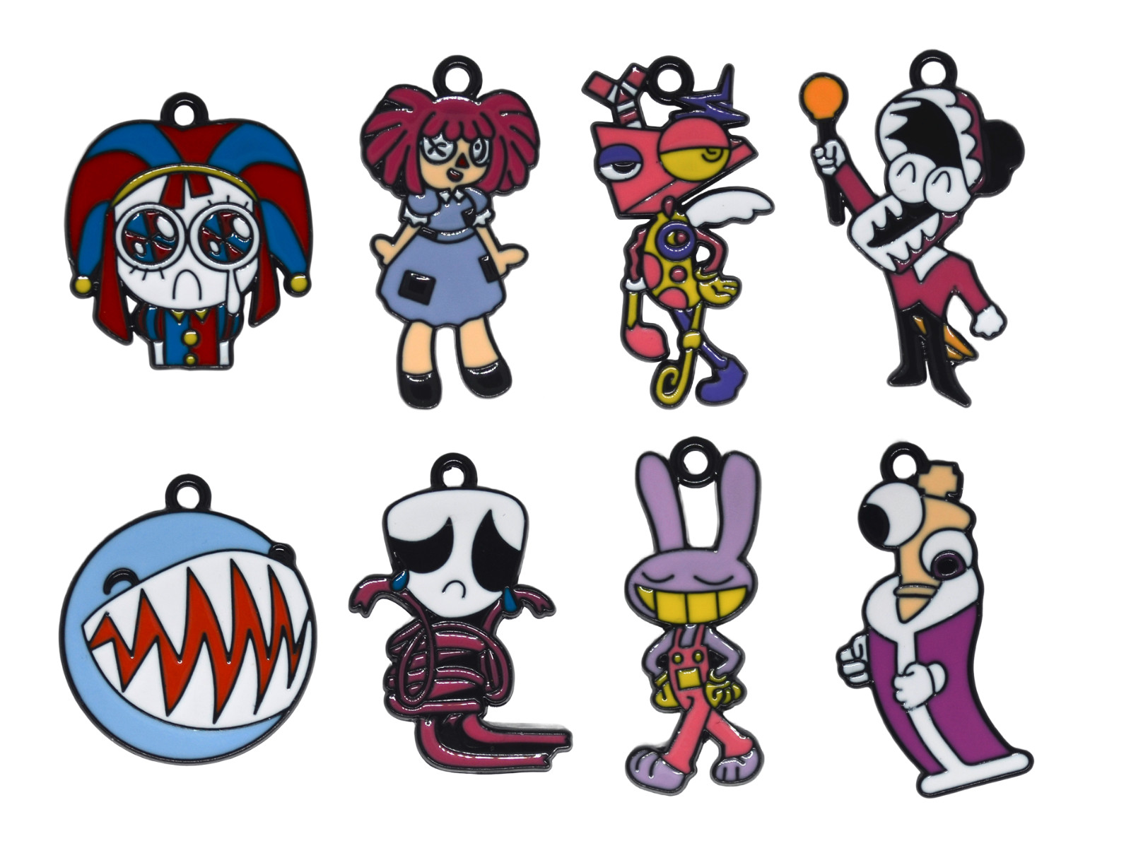 The Amazing Digital Circus TADC 8pc Enamel Pendant Charm Set Jax Pomni Kinger